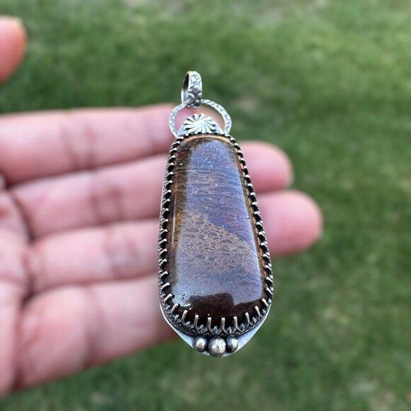 Pendant Fossil Dinosaur Gembone Paul Rossman 925 Sterling 3" w Bail 25.1g - Picture 6 of 14